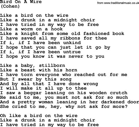 bird in a wire song|bird on the wire song lyrics.